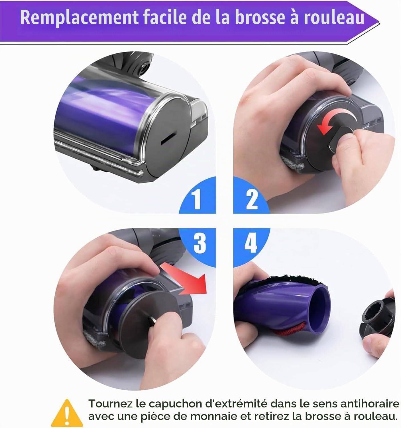 Brosse pour Dyson V7 V8 V10 V11 V15 Motorhead, Tête de Brosse Turbine Rotative de Rechange pour Aspirateur SV10 SV11 SV12 SV14 SV17, Brosse Motorisée pour Tapis et Sols Durs Pièce de
