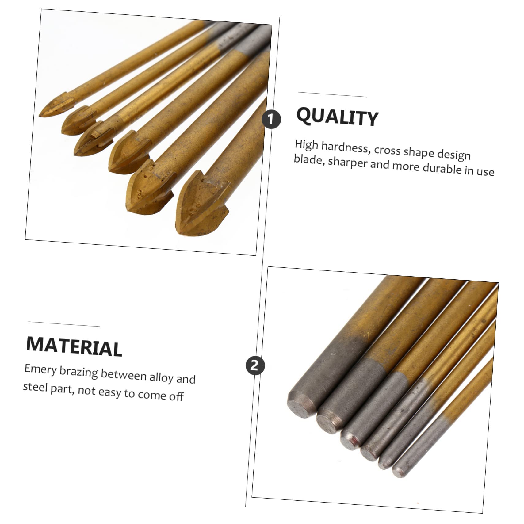 VILLCASE 3 Juegos Broca Para Azulejos Teja Albañilería Perforar Agujero Accesorios Para Herramientas Manuales Broca Para Vidrio De 4 Filos Para Cerámica Metal