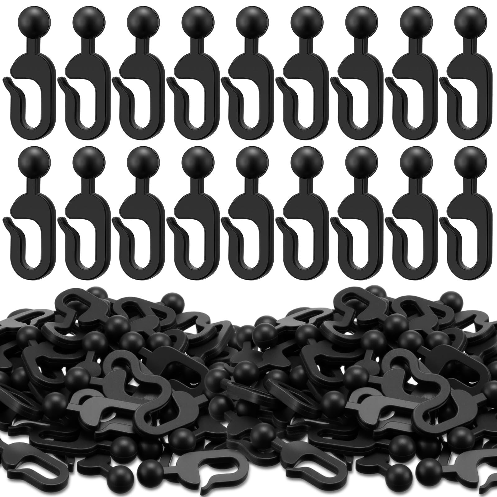 Photo 1 of Colingmill 100 Pcs Plastic Curtain Hooks Black