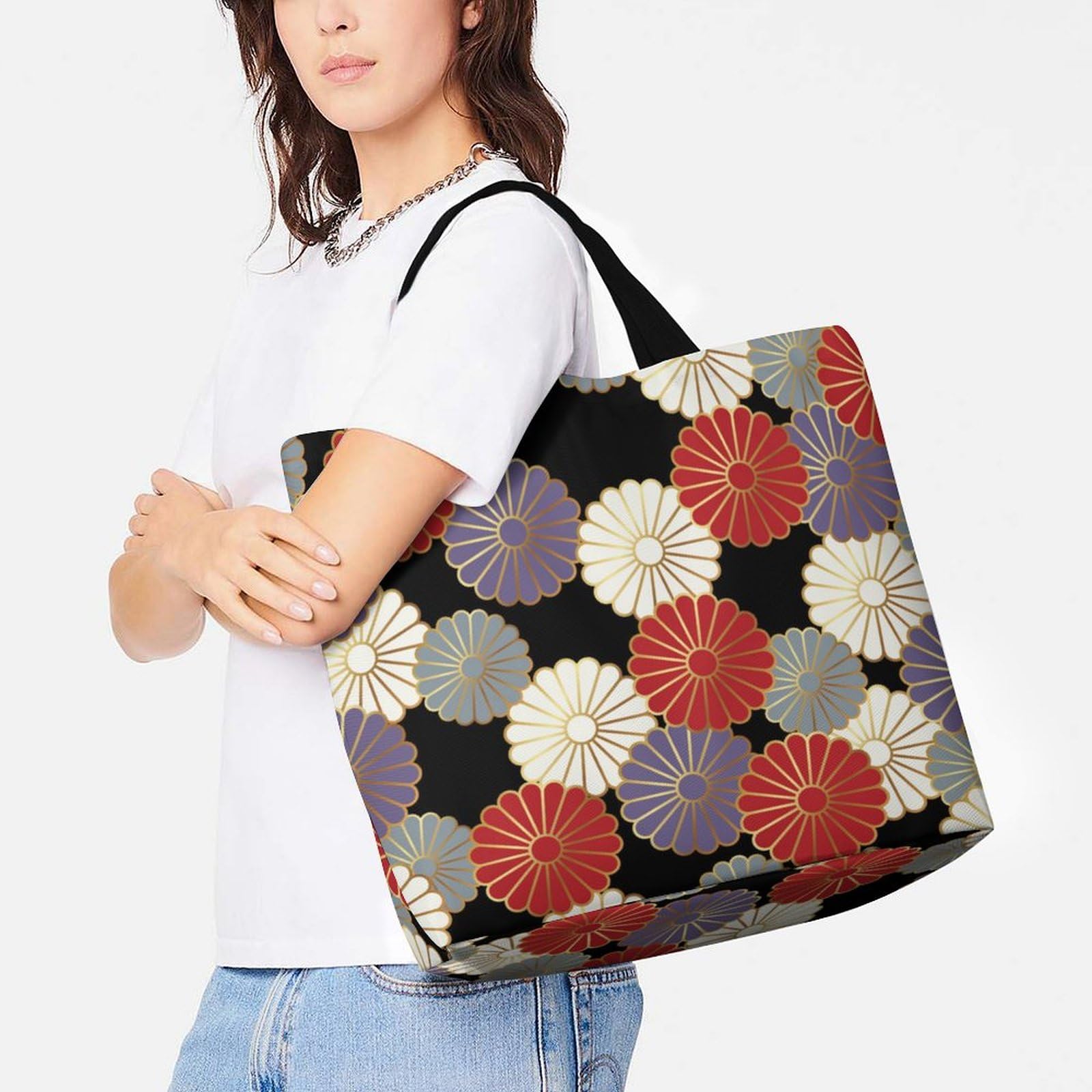 Amazon.co.jp: 花柄 和風 和柄 菊 トートバック レディース 大容量