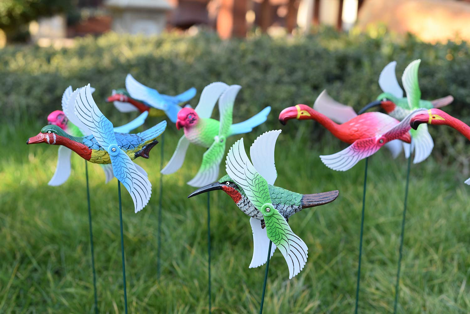 Campanelli a vento, girandole Whirlygigs colibrì, prato, paletti da giardino, decorazioni per uccelli, cardinale, esterno, decorazione decorativa per cortili, accessori per terrazze, mulini a vento