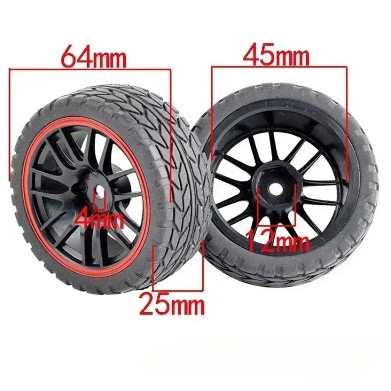 4 Uds. Neumáticos Goma 64mm Hex 12mm para HSP para HPI 1/10 RC