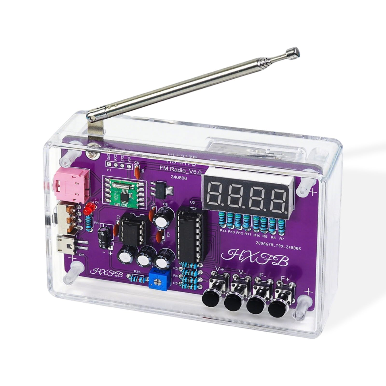 FM Radio Kit-Soldering Practice,DIY Electronic Project Kit FM 87-108MHz with 2 Power Supply Modes,AUX/USB/Power off Memory/Station Preset Support,Portable FM Radio for Soldering Learning and Teaching