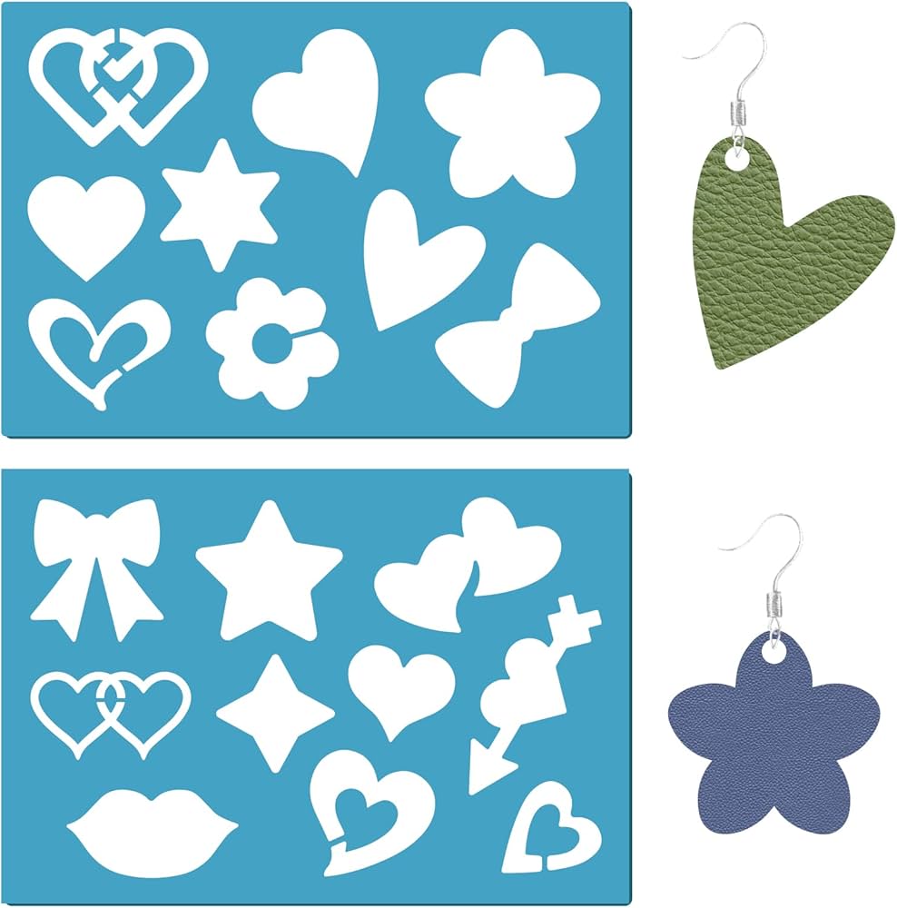 GORGECRAFT 2 Styles Heart Earrings Making Template Star Jewelry Shape Template Bow Flower Lip Print Patterns Reusable Acrylic Cutting Stencil for Leather Bracelets Jewelry DIY Painting Crafts 13x9cm : Buy Online at gorgecraft-2-styles-heart-earrings-making-template-star-jewelry-shape-template-bow-flower-lip-print-patterns-reusable-acrylic-cutting-stencil-for-leather-bracelets-jewelry-diy-painting-crafts-13x9cm-buy-online-at