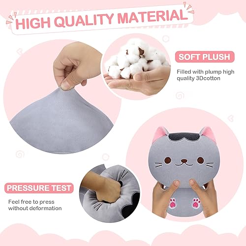 Miniatura 5 de Officygnet Juguete de peluche de gato, peluche de hongo gris de 8 pulgadas, bonita almohada de peluche suave, juguetes de peluche de gato Kawaii