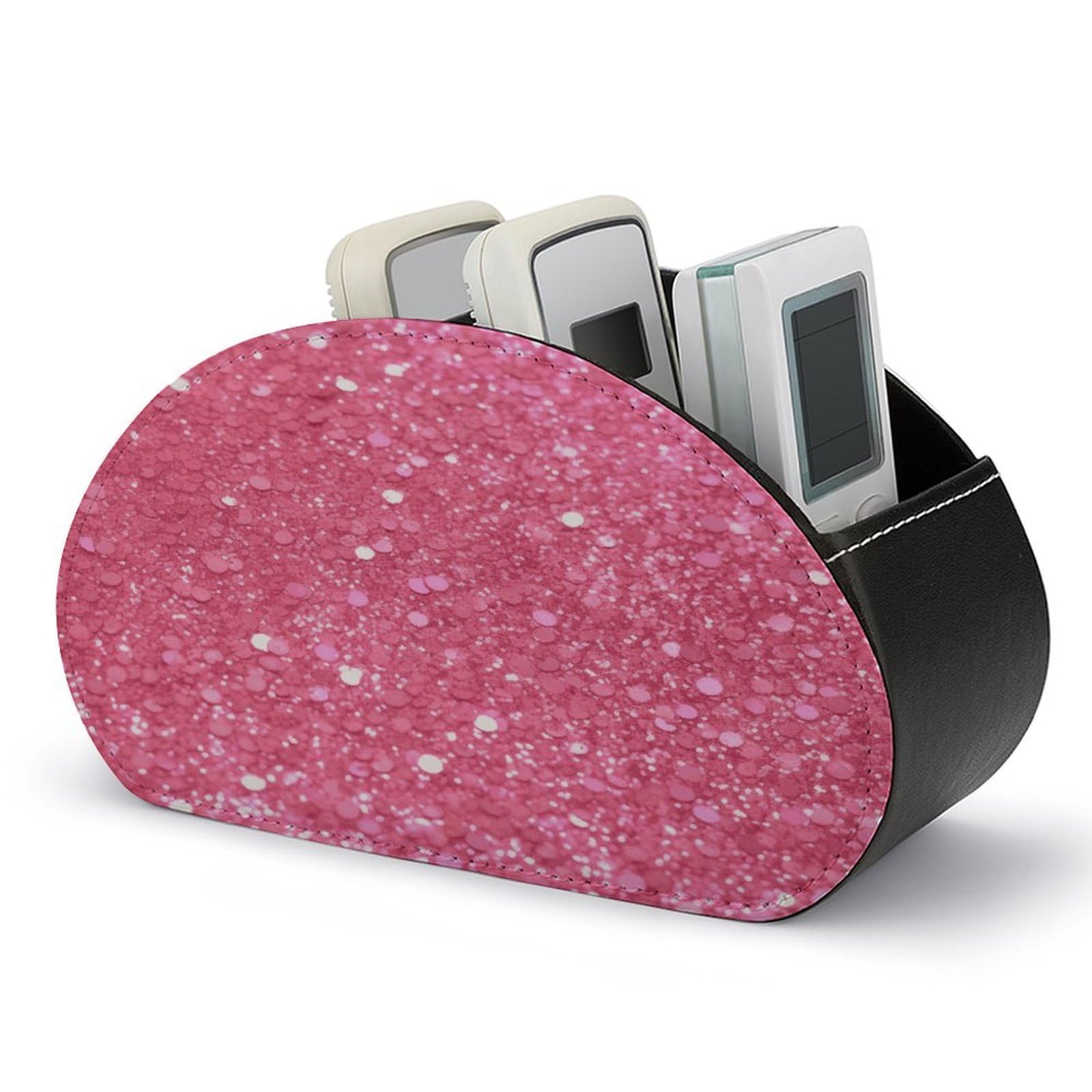 Btcowzrv Style Sparkling Pink Glitter Remote Control Holder With 5 Compartments