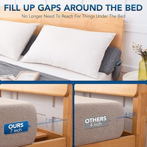 Miniatura 4 de Almohada de cuña tamaño Queen (60 x 10 x 6 pulgadas), almohada de cuña para cabecero, almohada triangular de cuña, almohada de lectura, almohada