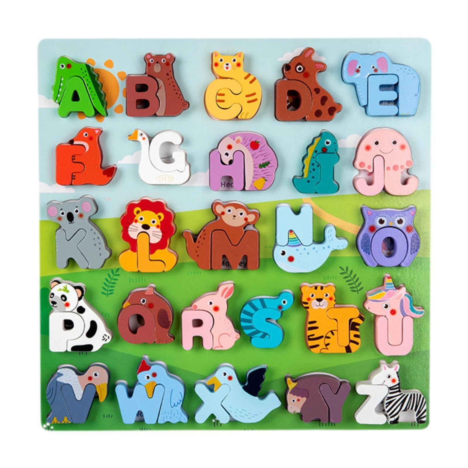 Rompecabezas de Animales del Alfabeto, Tablero de Bloques de Clasificación para Niños Pequeños.