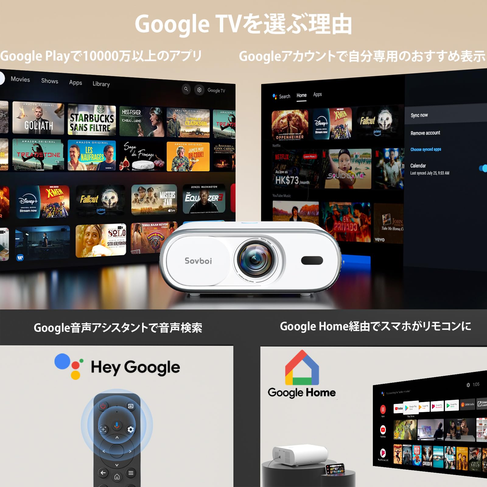 Amazon.co.jp: Sovboi E30Max Projector for Home Use, Equipped with