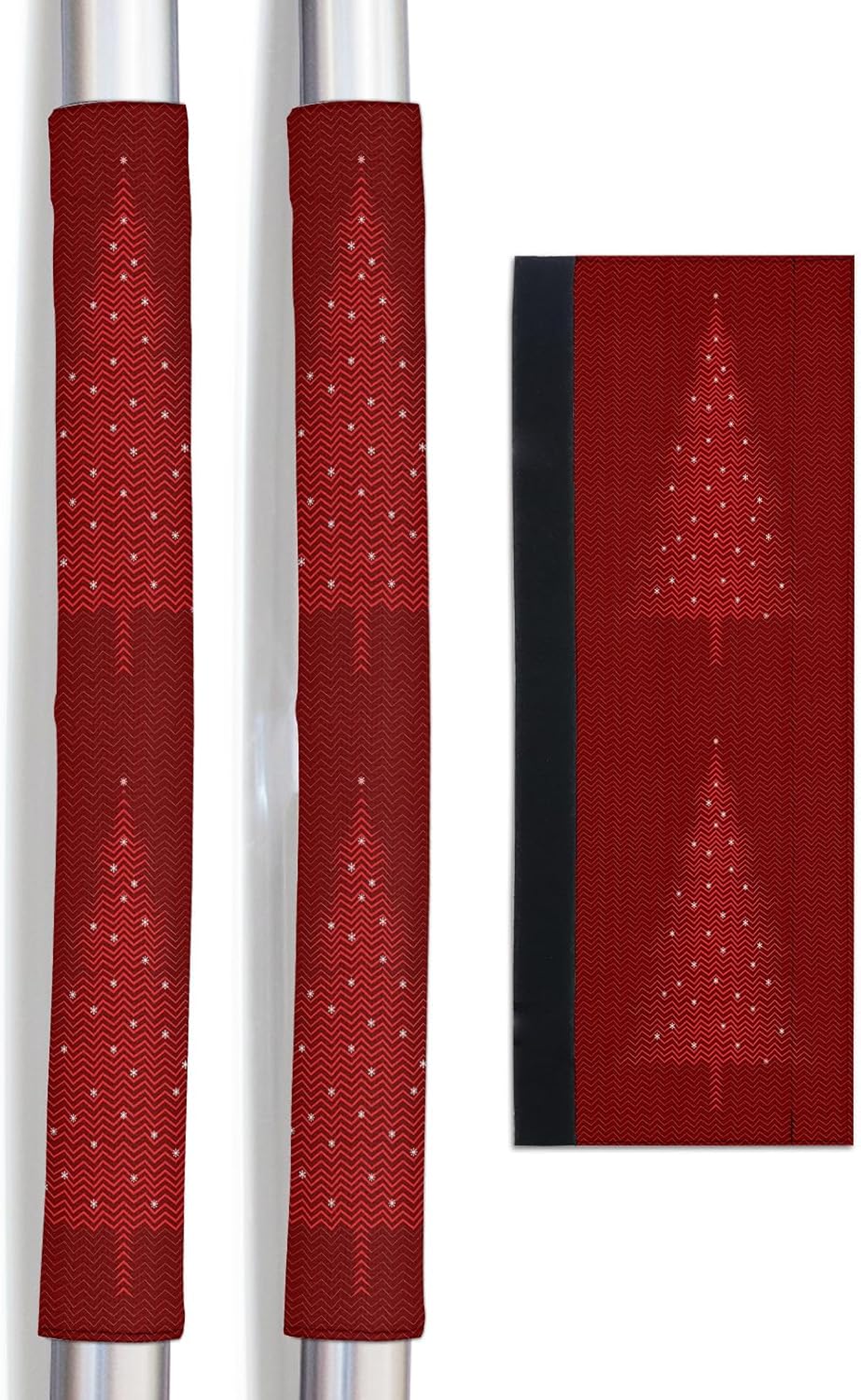 Christmas Refrigerator Door Handle Covers Set of 2 for Dishwasher Microwave Oven Fridge Stove Appliance Door Handles,Washable Kitchen Bathroom Decor Accessories,Modern Minimalist Xmas Tree Red Stripes