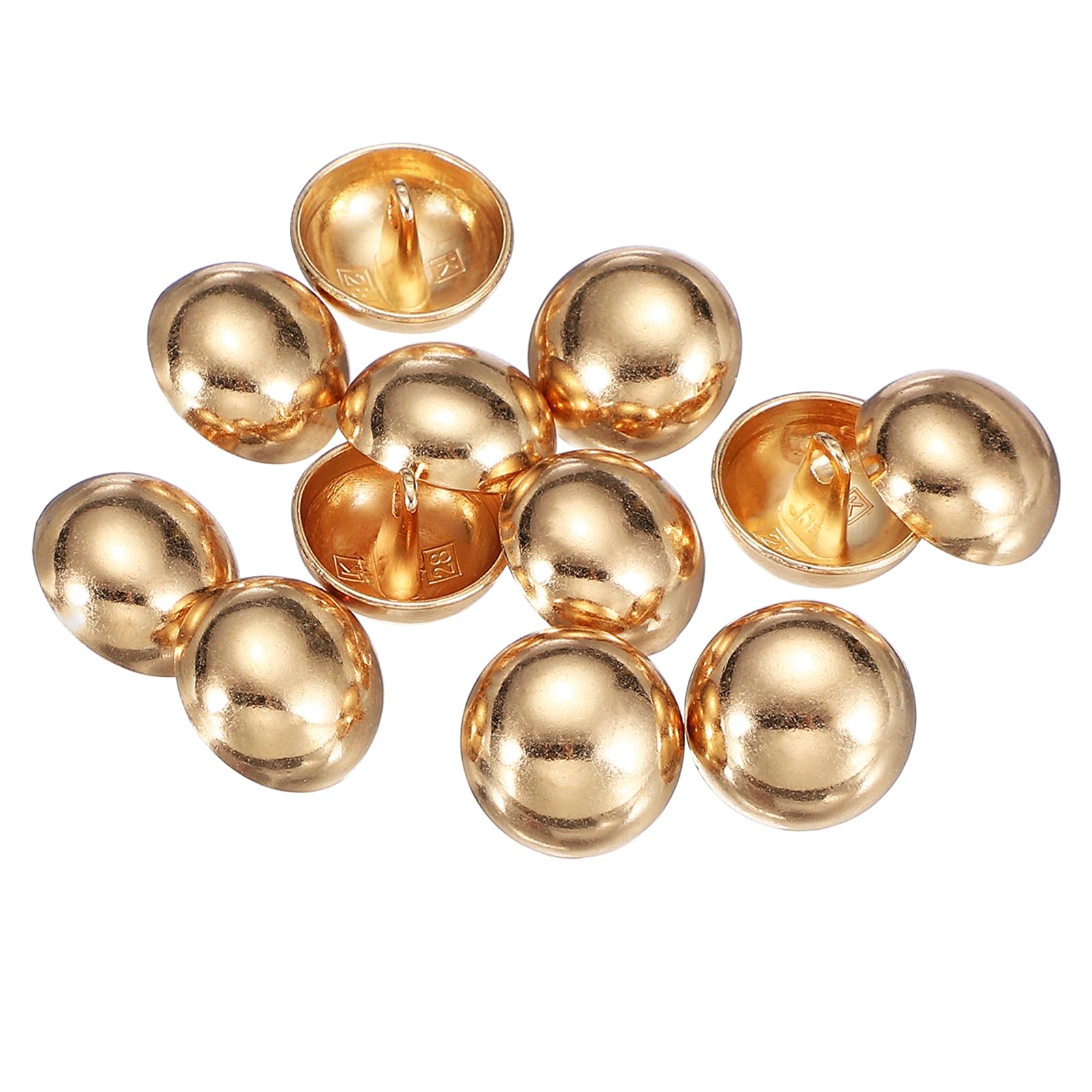sourcing map 12pcs Half-Domed Metal Sewing Buttons, 18mm / 0.71" Half Round Mushroom Pearl Cap Metal Buttons with Shank for Blazer Suit Coat Jacket Cloth Garment Decoration, Golden