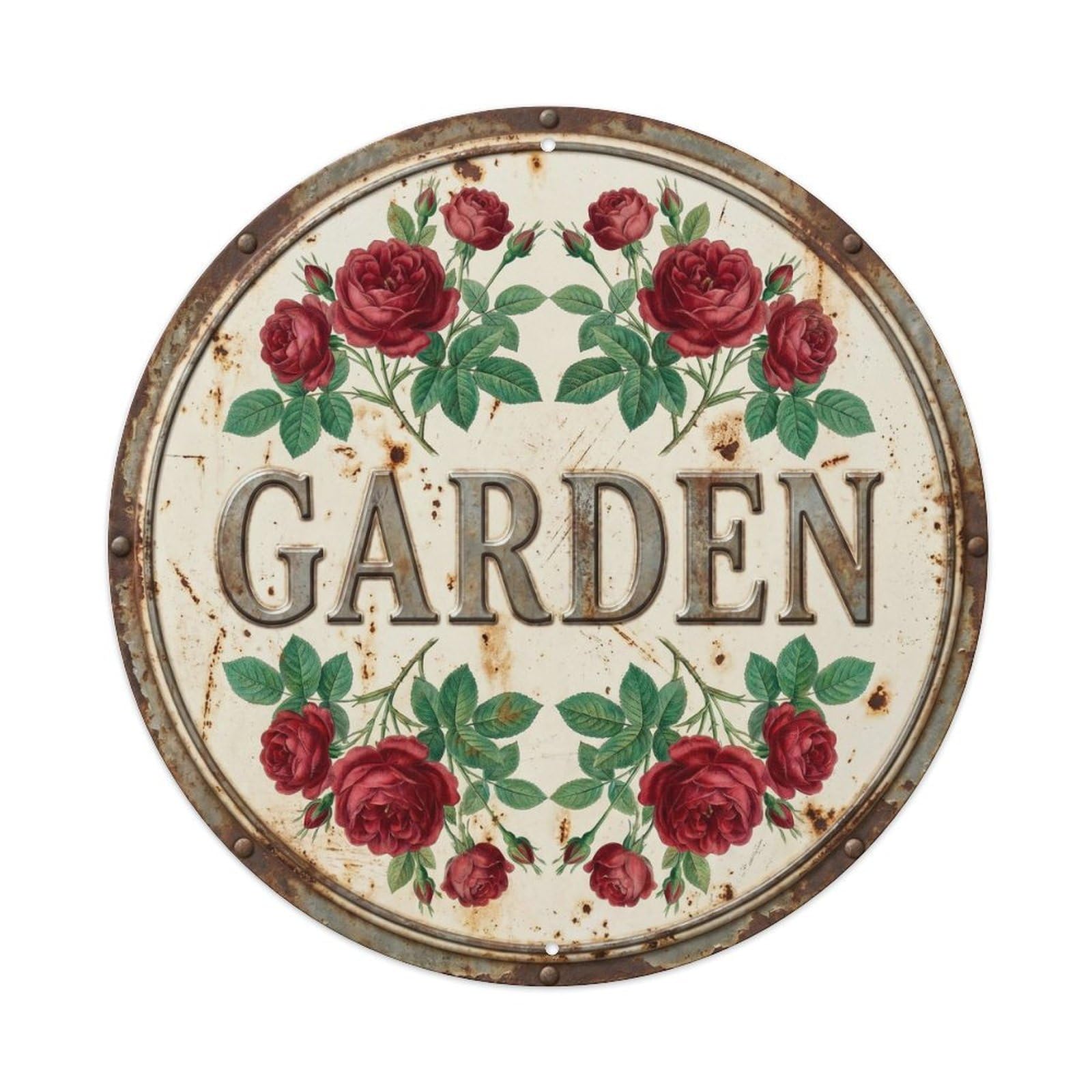 Garden Rose Botanical Floral Outdoor Label Metal Tin Sign