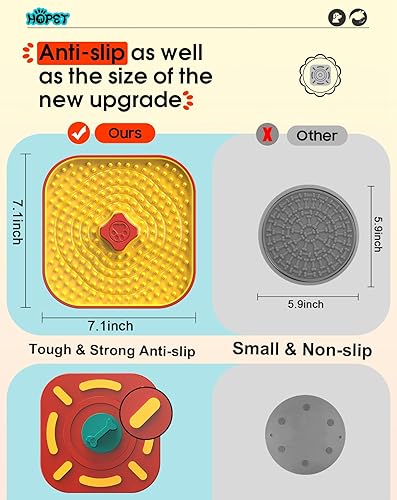 Miniatura 6 de HOPET Alfombrilla de lamer para perros y gatos con ventosas, almohadillas multifuncionales para lamer de mantequilla de maní para perros y gatos