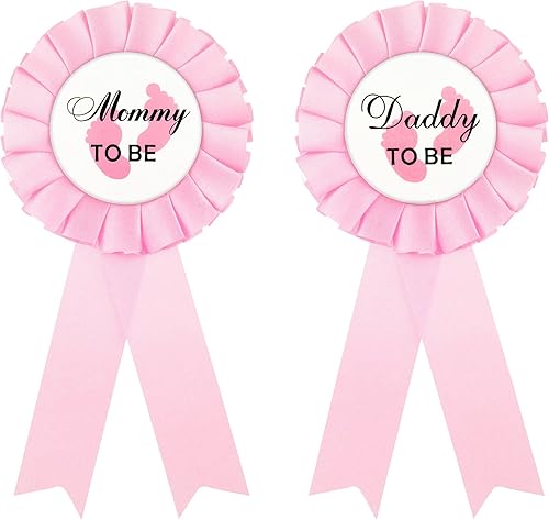 WILLBOND 2 pines de insignia de hojalata para papá y mamá para revelar el género, roseta, botones con cinta, regalos para papá y mamá, regalos para