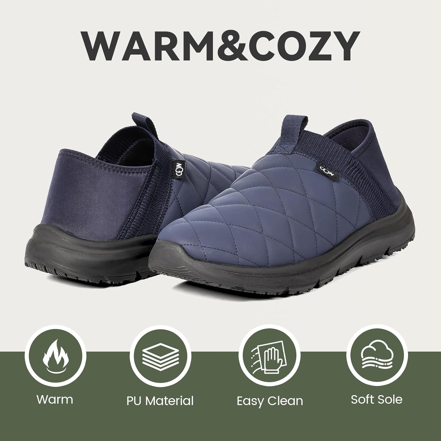 OOW Slippers for Men with Memory Foam House Shoes Lightweight Plush Slip on Garden Loafer Slippers Indoor Outdoor - Image 4