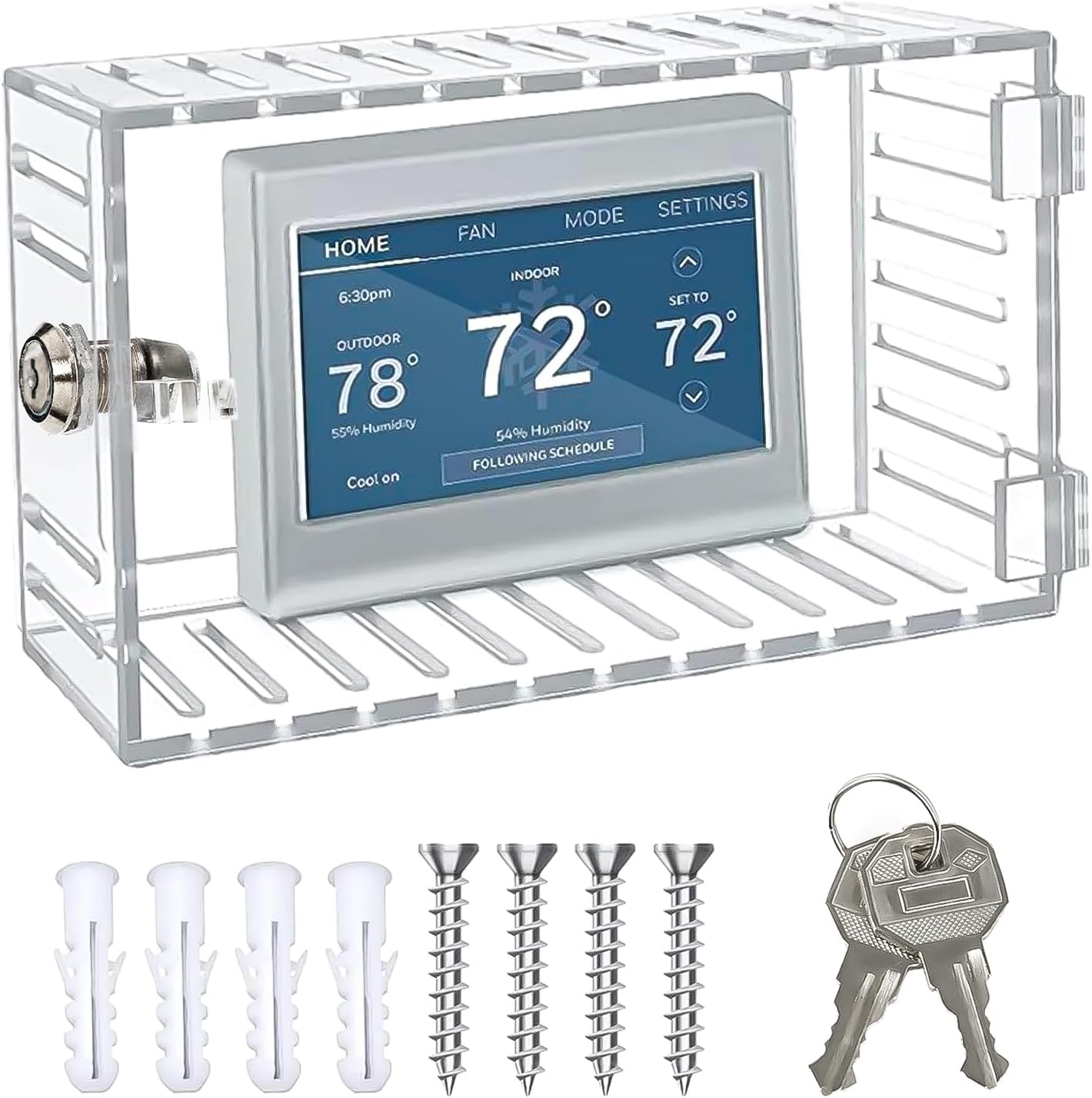 Universal Thermostat Lock Box with Key, Large Thermostat