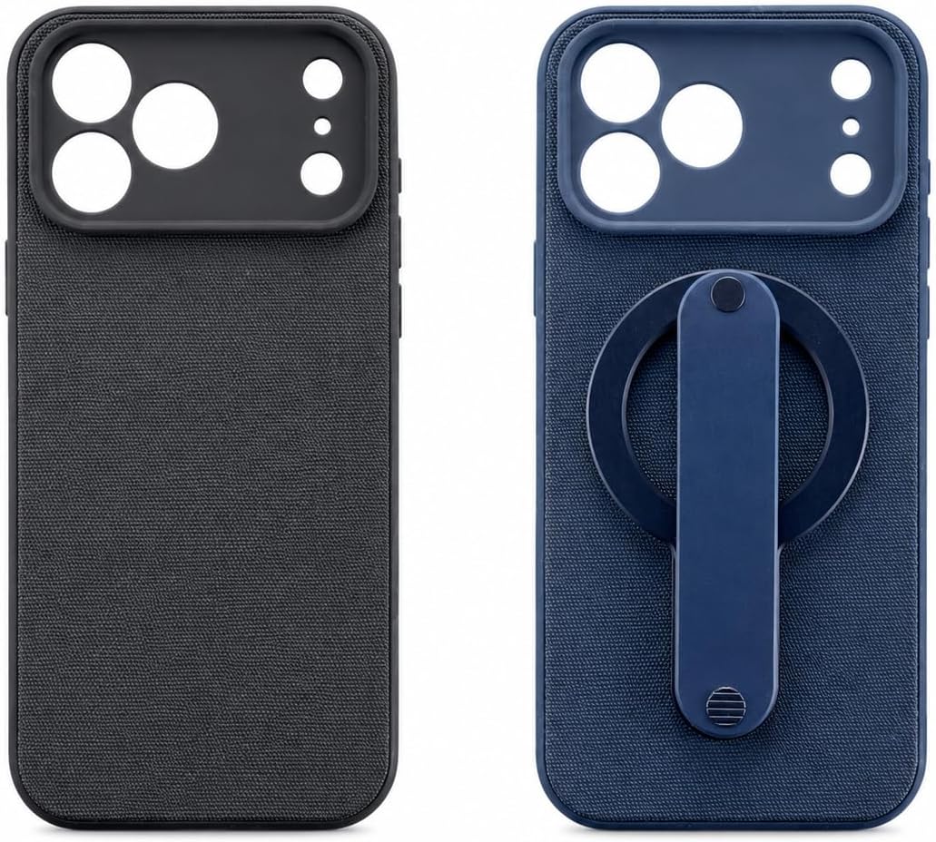 for iPhone 17 Pro Max Magnetic Techwoven Case Set, 2 Pack Premium Tech Woven Fabric Phone Cases with Magnetic Grip Stand, Compatible with MagSafe (Blue & Black) image 3