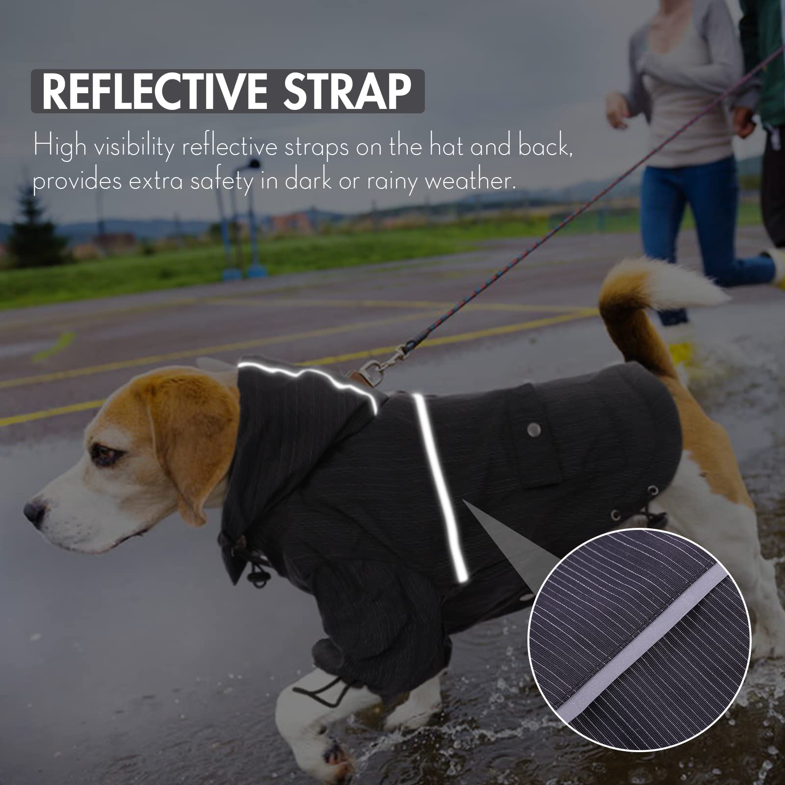 Hjyokuso Hunderegenmantel Größe M - Wasserdicht Mit Kapuze Grau