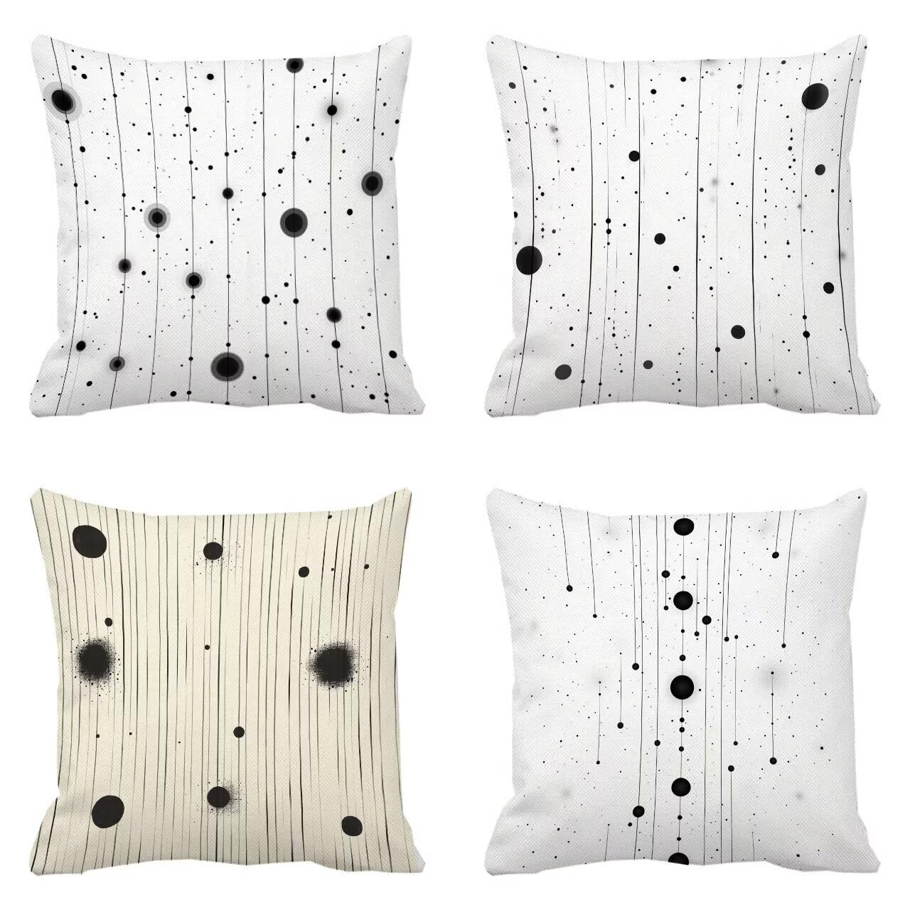 Coussin canape noir et blanc 30x30 housse coussin exterieur respirant lot de 4