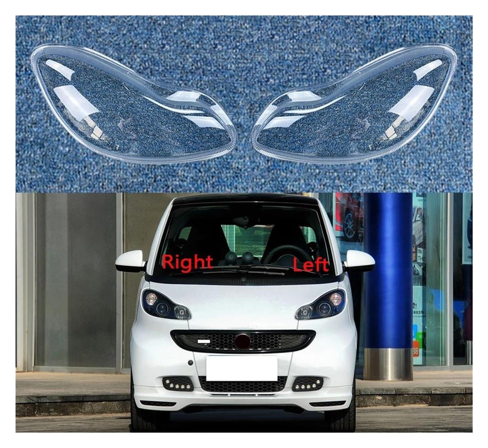 VTAIEX Scheinwerferblenden Für Smart Fortwo - Carbon Look Augenlider