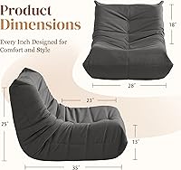 Vista 2 de Silla Puf, Silla Puf Fireside Sofá para Adultos, Sillas Puf para Adolescentes con Espuma de Alta Resistencia, Espuma Viscoelástica y Base