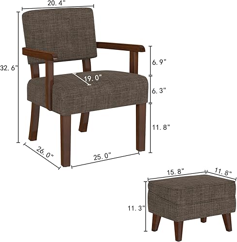 Vista 18 de Sillas decorativas con otomana ajustable, cómodo juego de reposapiés con brazos, reposapiés de almacenamiento, sofá con reposapiés, juego de sillas