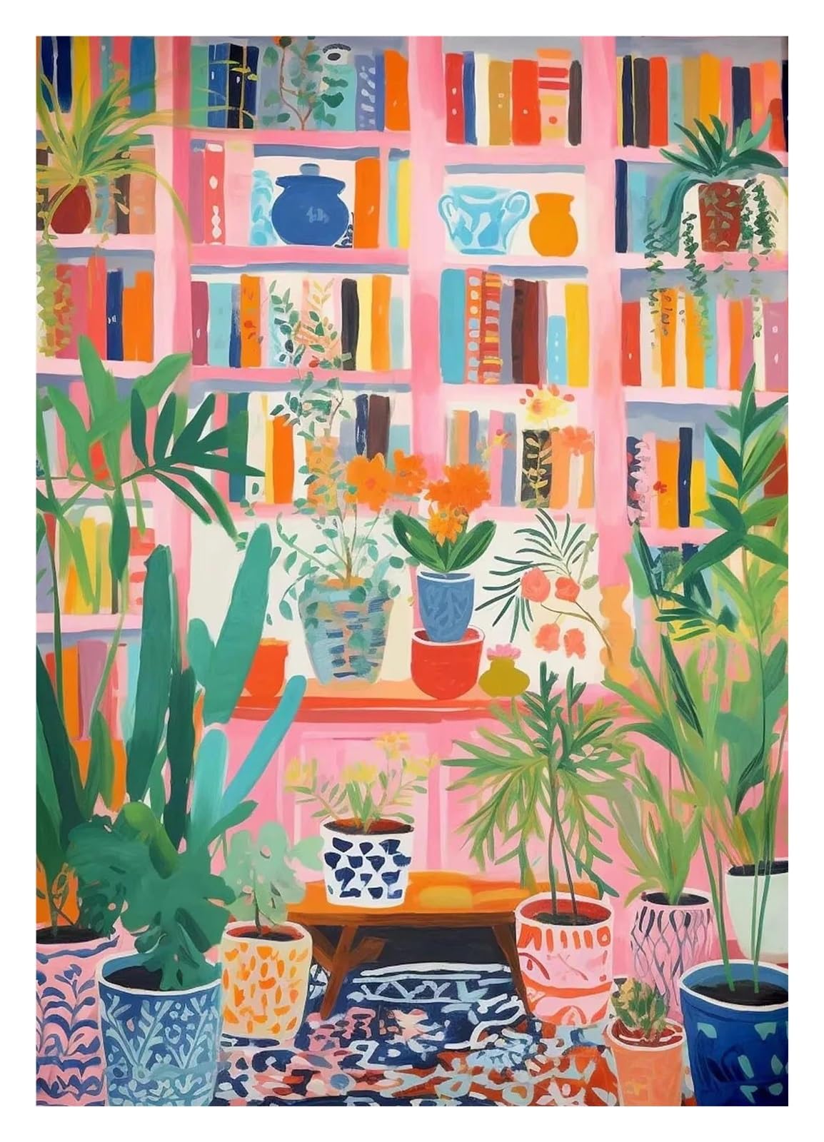 Affiche aquarelle antique de bibliothèque ancienne 60x90cm art mural rétro