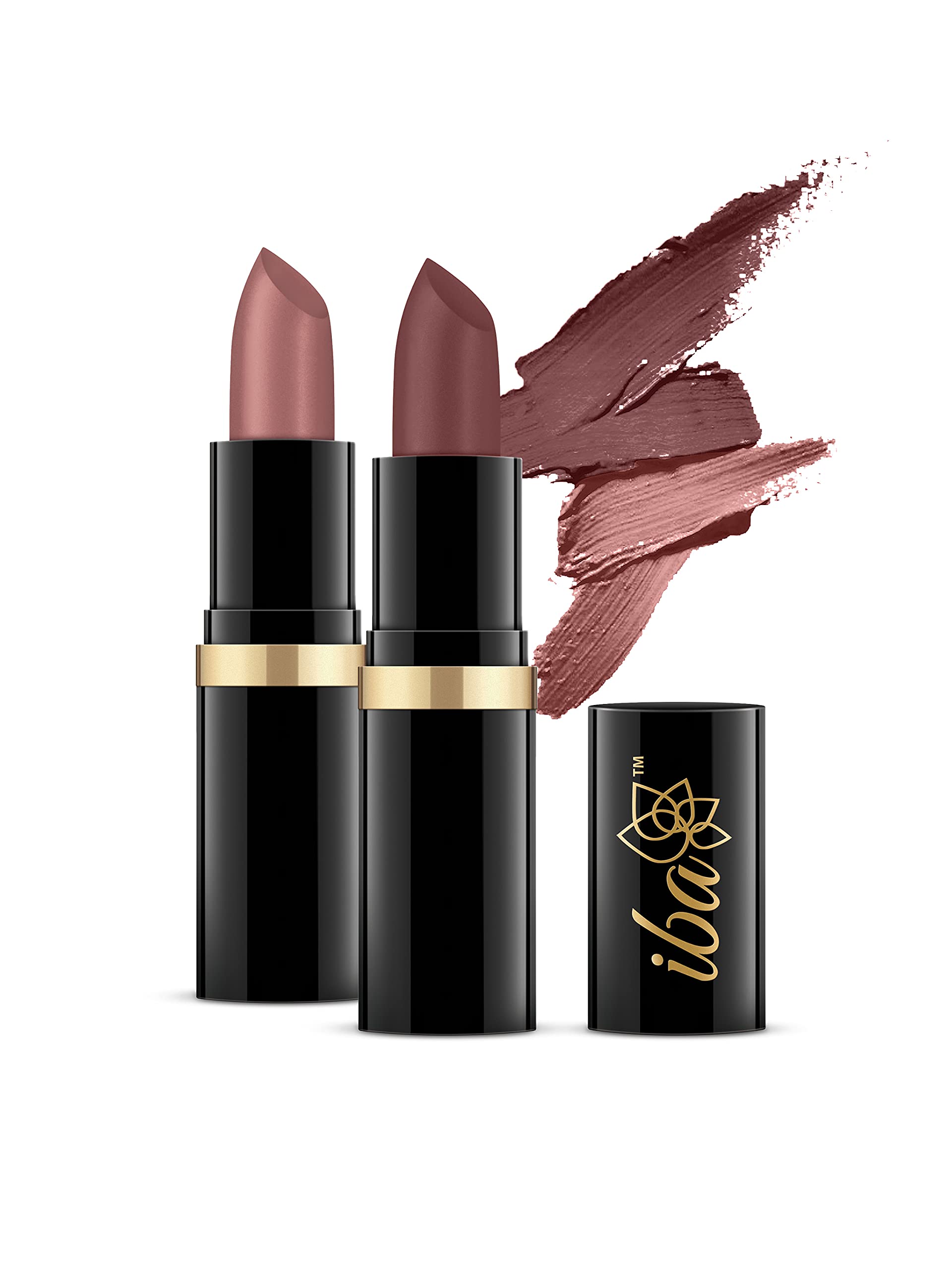 Iba Pure Lips Moisture Rich Set of 2 Lipsticks for Women- Nude Love (A45 Glossy Natural & A46 Spicy Nude) (2 X 4g) | High Glossy, Creamy Finish & Smooth Texture | Hydrated Lips | Enriched with Vitamin E, Coconut Oil & Shea Butter | Intense Colour & Highly Pigmented | Lip Makeup
