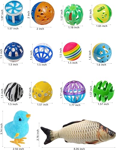 Miniatura 2 de Paquete variado de 35 piezas de juguetes para gatos para gatitos y gatos de interior (1.5 a 8.3 pulgadas)