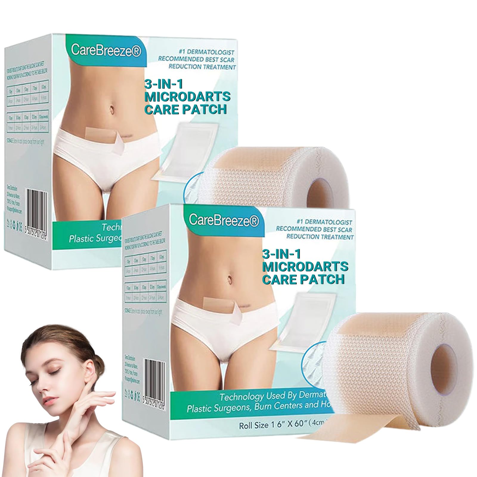 CareBreeze 3-in-1 Microdarts Care Patch for Scars, 2026 New Silicone Scar Sheets, CareBreeze Microdarts Patches, Waterproof Hydrocolloid Tape -