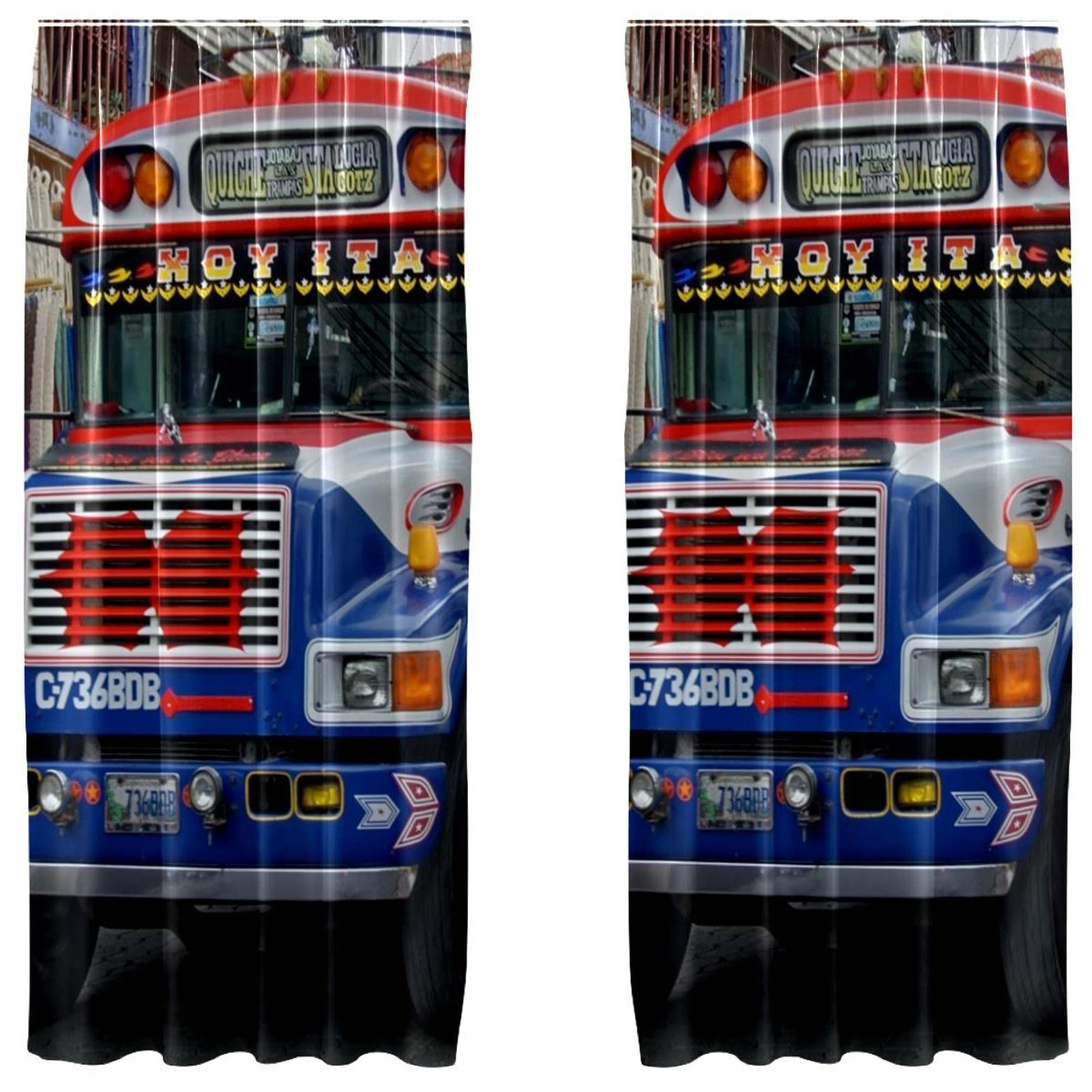 Cortinas opacas de microfibra que aíslan la luz del sol con divertido diseño de autobús azul