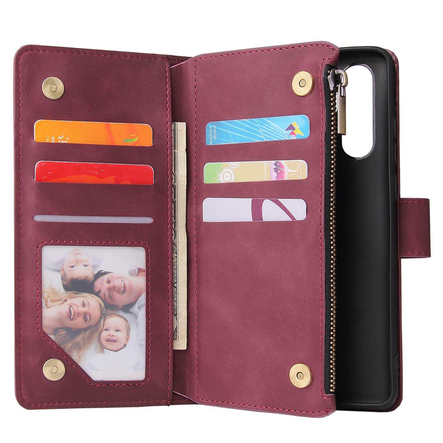 ZCDAYE Custodia A Portafoglio Con Cerniera Per Huawei P30 Pro - Motivo Floreale Lucido, Pelle PU, Cordino Con Fiocco, Supporto, Slot Per Carte E TPU Morbido, Colore Pro-Rose Gold