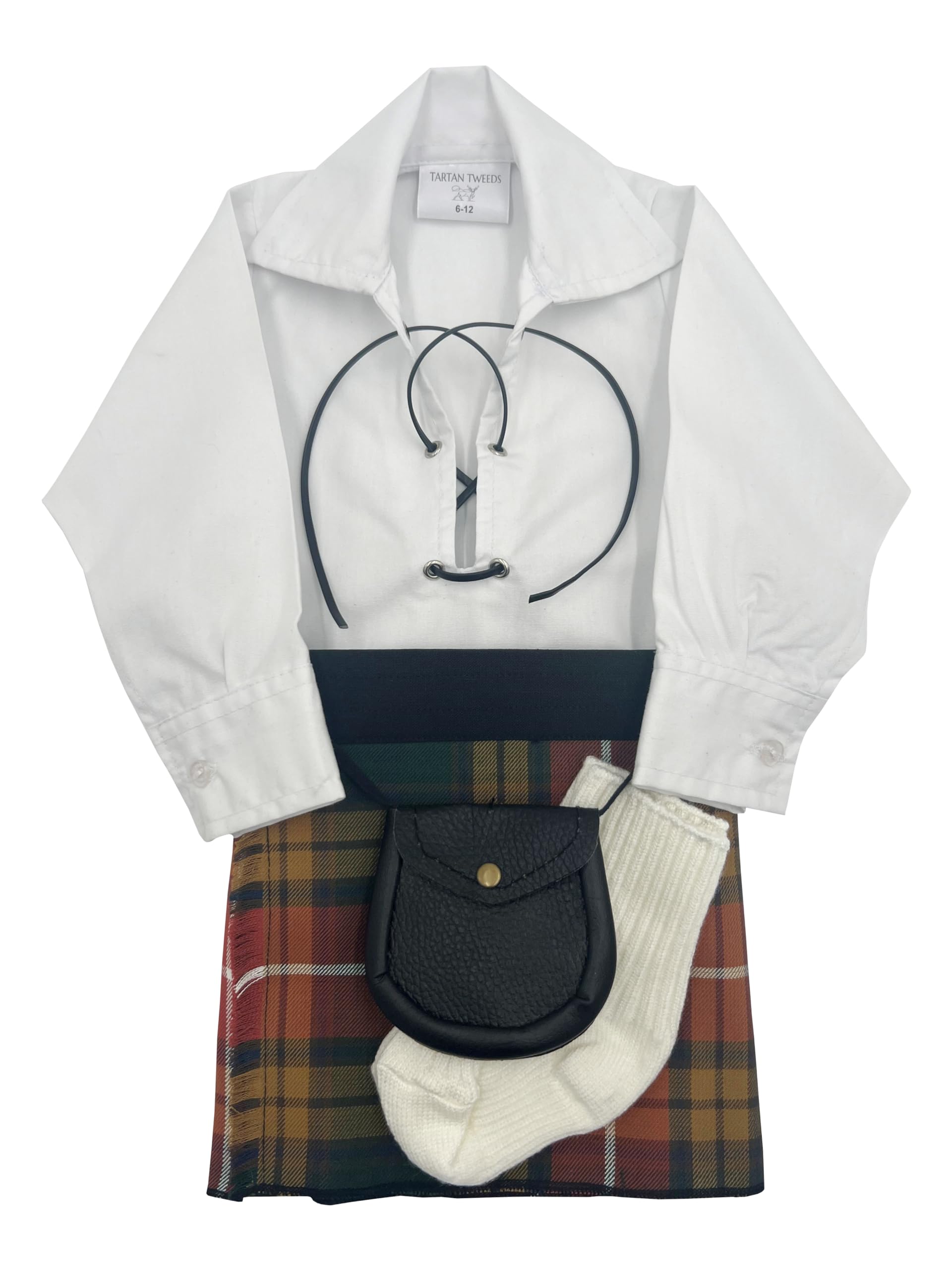 Tartan Tweeds Unisex Infant Buchanan Antique Baby Kilt Outfit, Adjustable Waistband, Shirt, Hose, Sporran, (, 6-12 Months)