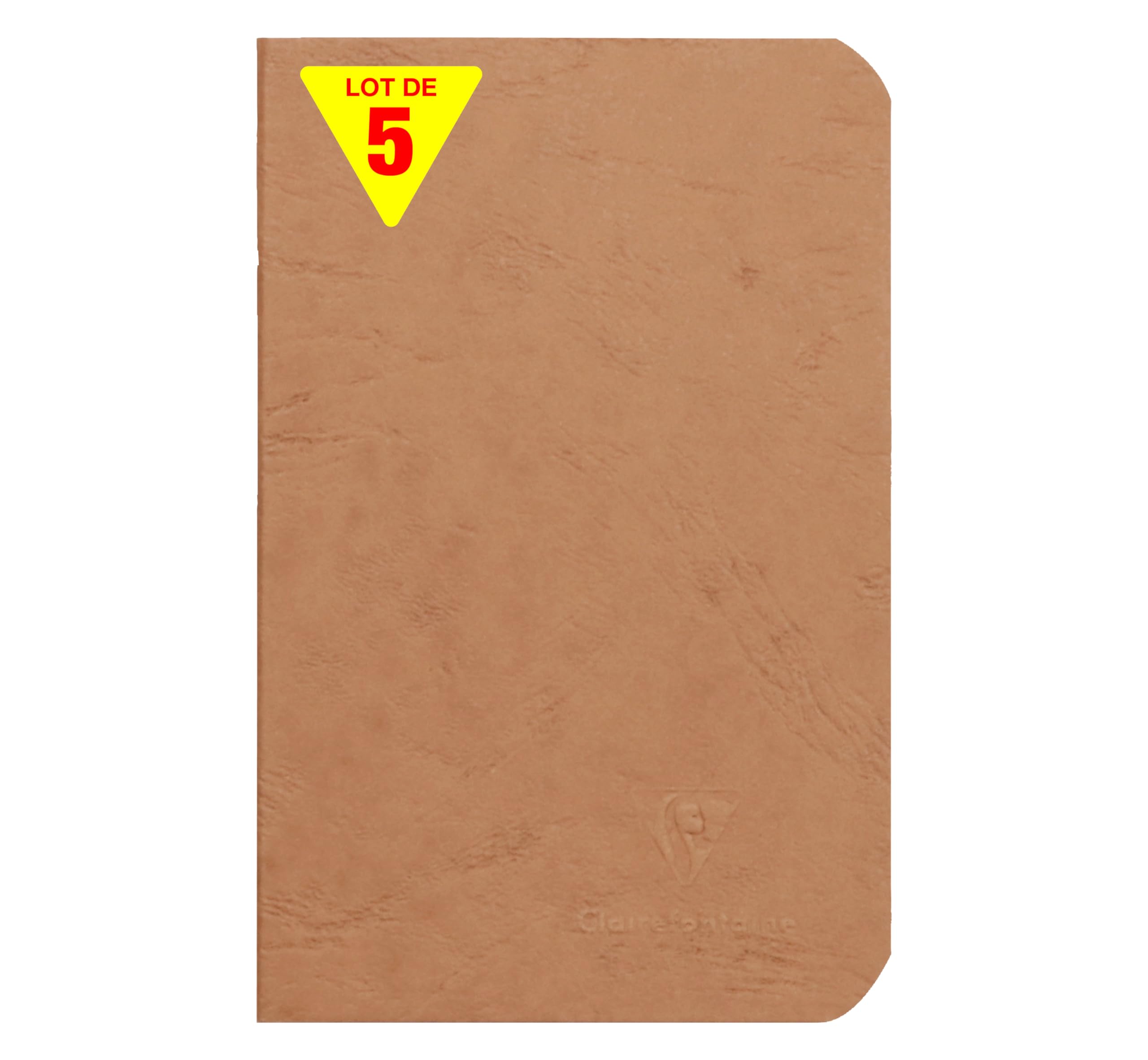 Clairefontaine 73416CPack Age Bag Collection A Pack of 5 Stapled Notebooks Tobacco - 9x14 cm - 96 Lined Pages - White Paper 90 g - Glossy Card Covers Leather