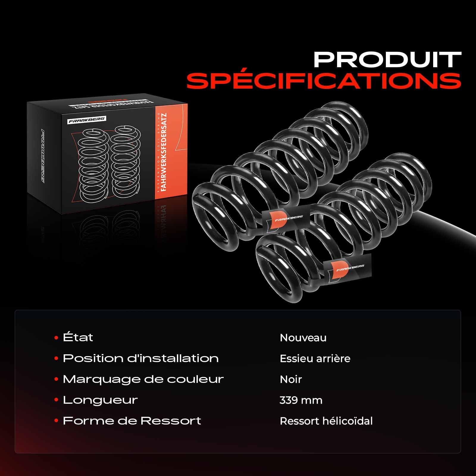 Frankberg 2 ressorts de suspension, essieu arrière 33536764391 | Compatible avec: Série 1 E81, Série 1 E87