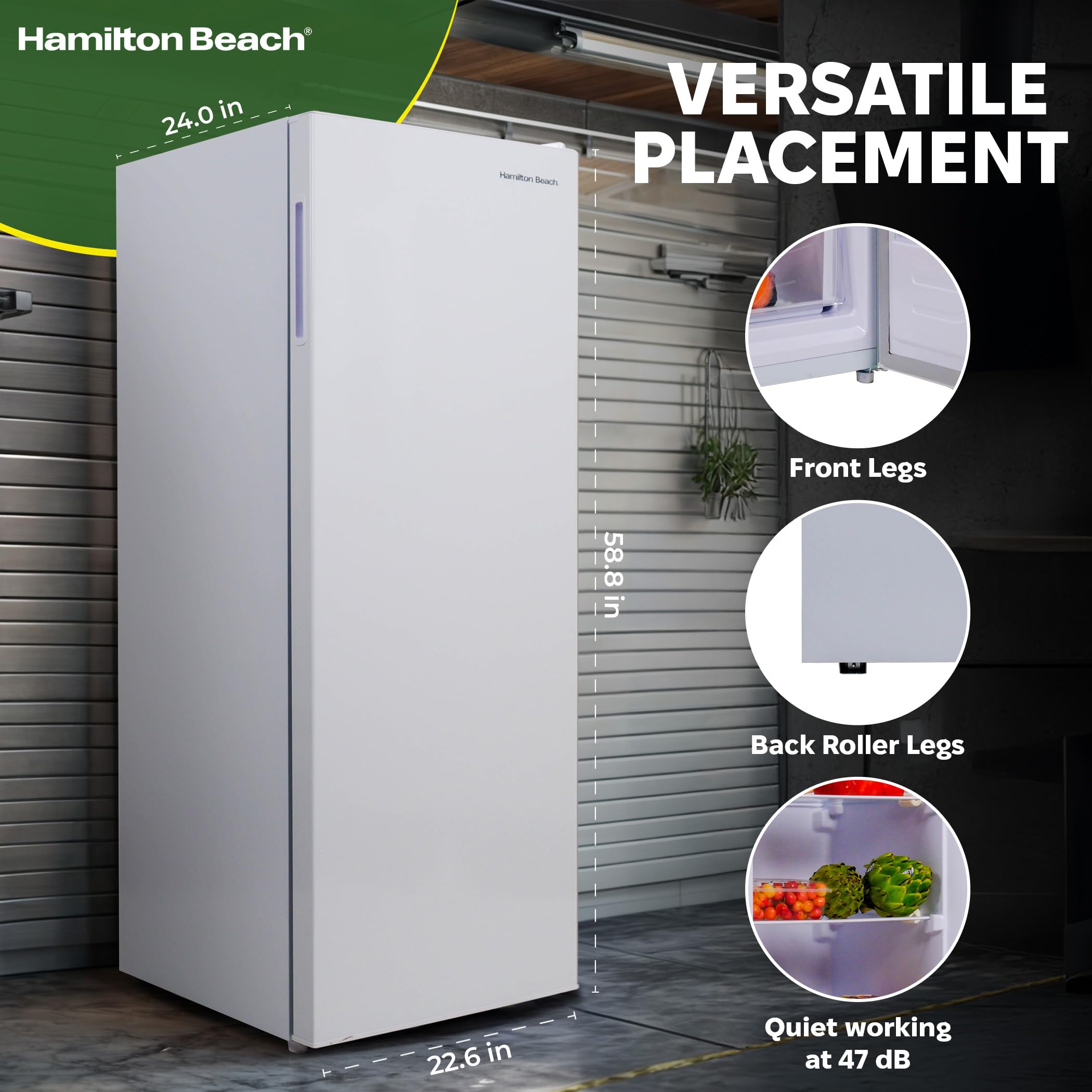 ホワイト 冷凍庫 Hamilton Beach 6.8 cu. ft Manual Defrost Upright Convertible