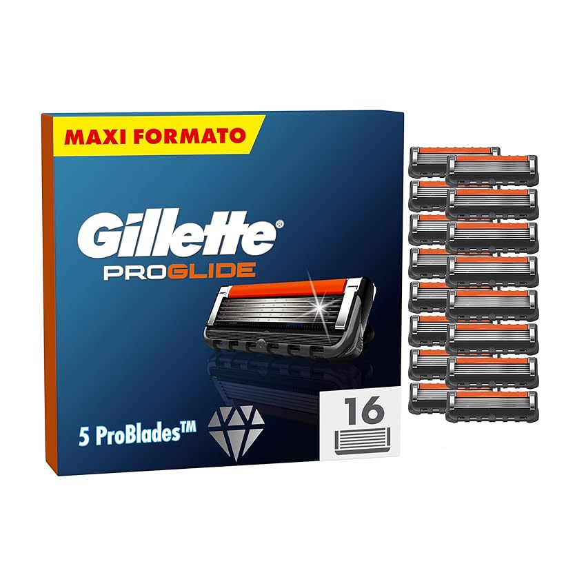 Gillette Proglide Lamette Da Barba per Rasoio Barba Manuale, 16 Lamette Gillette Proglide di Ricambio per Rasatura Profonda Uomo, Lame di Precisione per Rasoio Manuale Uomo