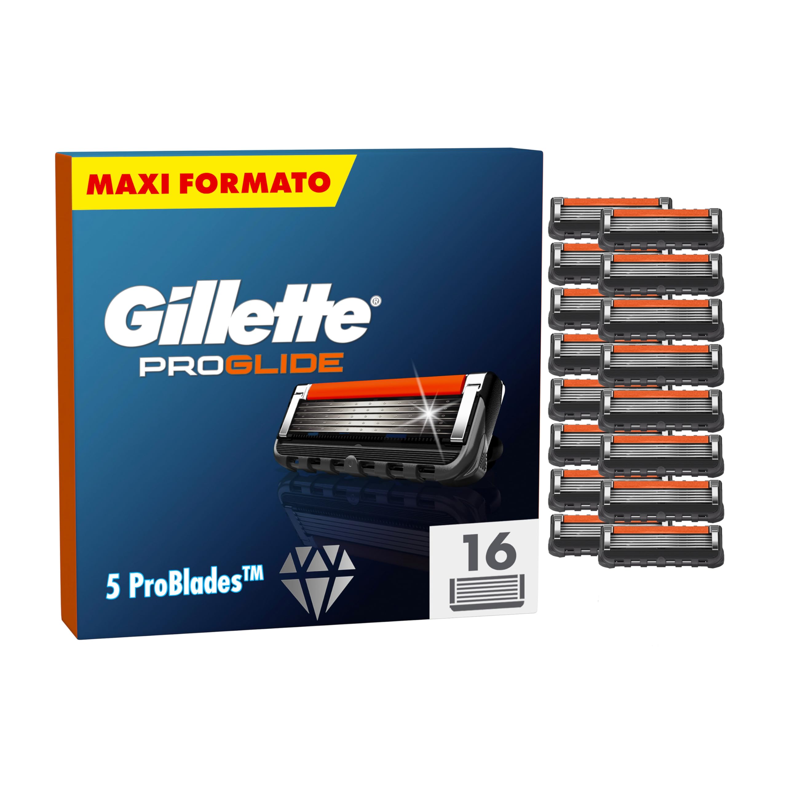 Gillette Proglide Lamette da Barba per Rasoio Barba Manuale, 16 Lamette Gillette Proglide di Ricambio per Rasatura Profonda Uomo, Lame di Precisione per Rasoio Manuale Uomo