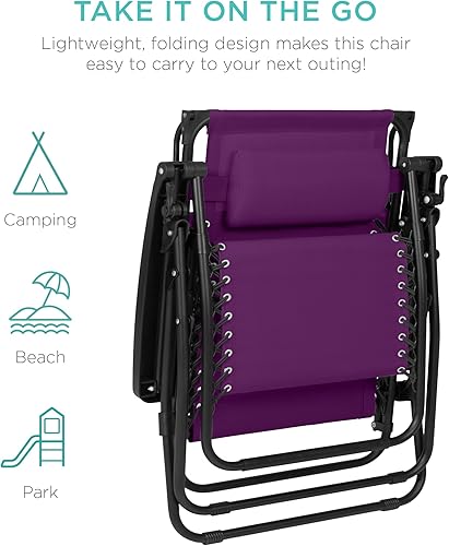 Miniatura 9 de Best Choice Products Sillón reclinable de 30 pulgadas de ancho con gravedad cero para exteriores, con toldo ajustable, reposacabezas, bandeja