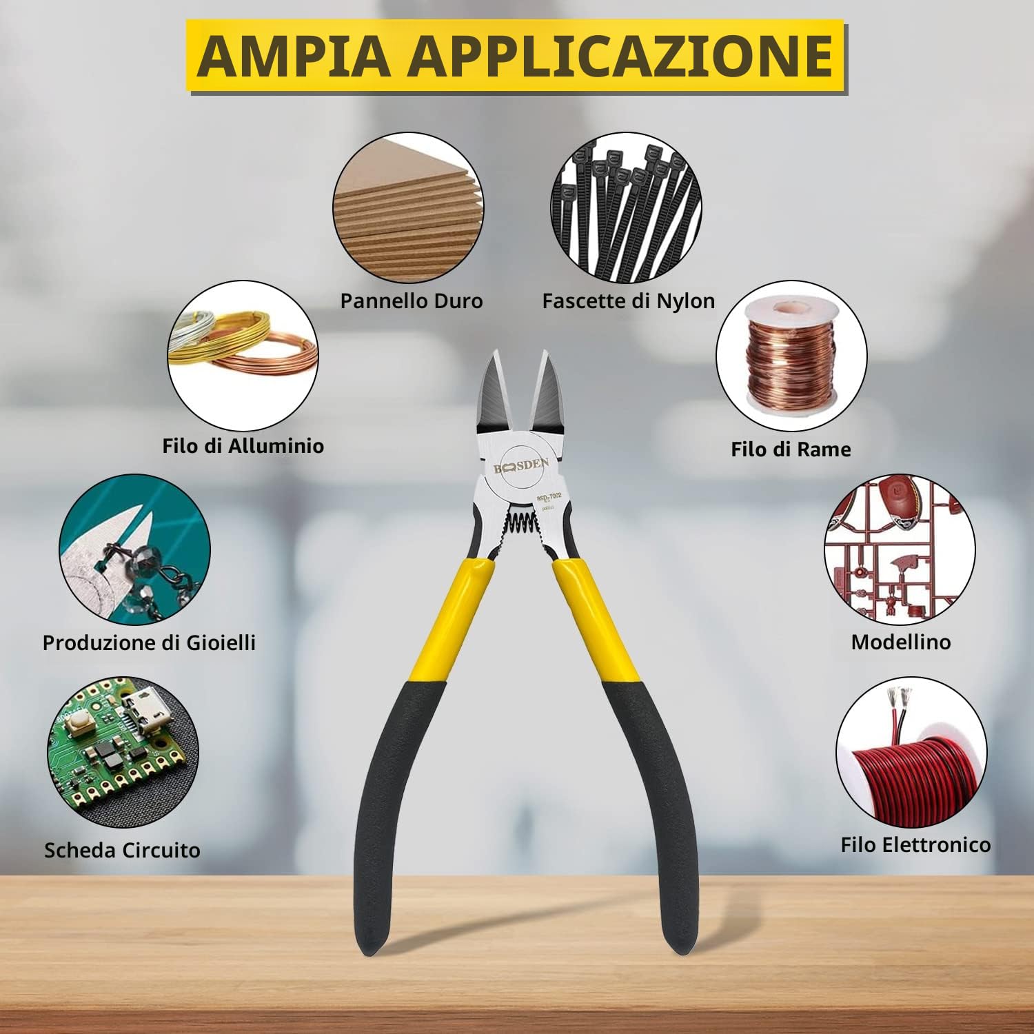 BOOSDEN Tronchesa, 10 Pezzi, 152mm, Pinza Diagonale e a Taglio Laterale per Gioielli, Floreale, Elettrico