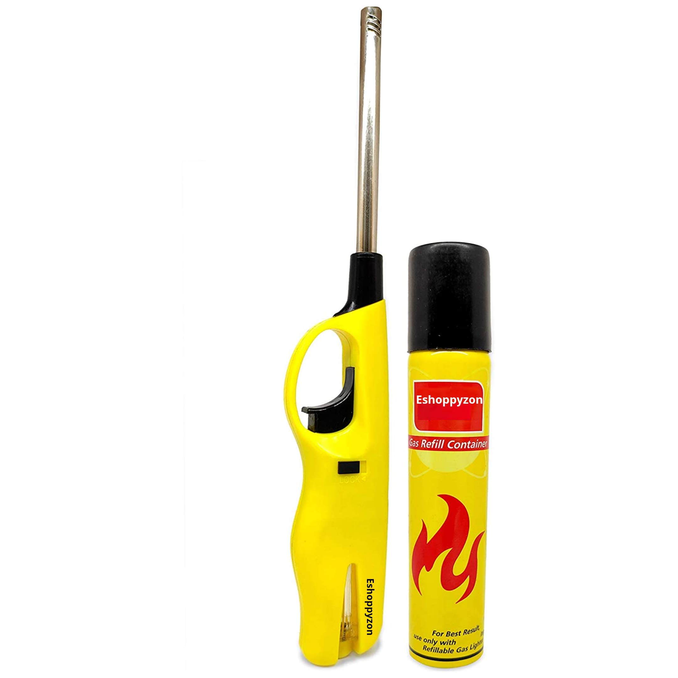 Eshoppyzon Refillable Adjustable Flame Kitchen Gas Stove Lighter with 100ml Refill Bottle (Yellow- Plastic) (B09S6TP6CT) Amazon Price History, Amazon Price Tracker