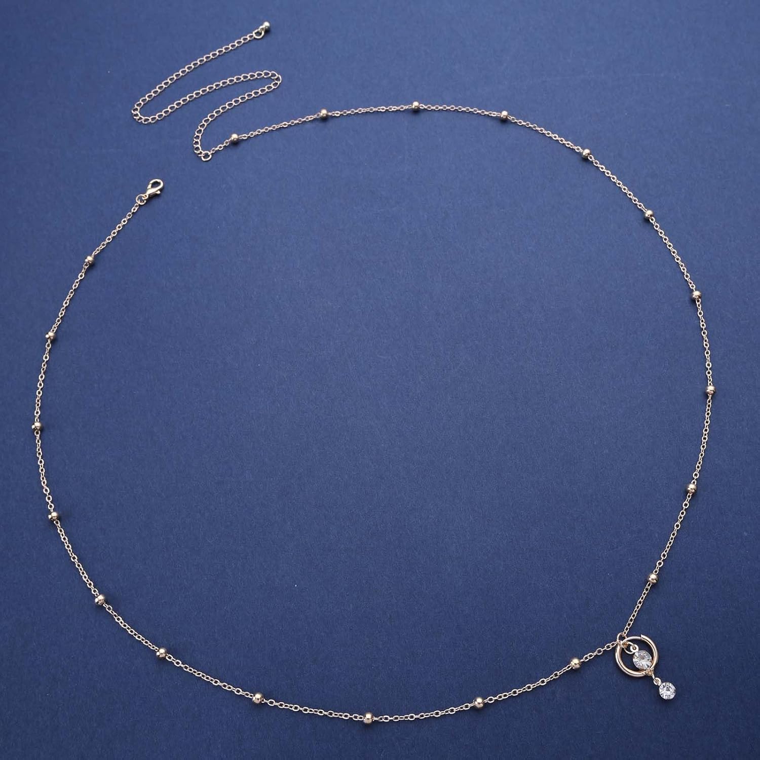 Rhinestone Waist Body Chain Unique Belly Button Ring Beads Chain Cz Crystal Navel Ring Danging Belly Chain Beach Sexy Bikini Body Chain Body Piercing Jewelry for Women - Image 2