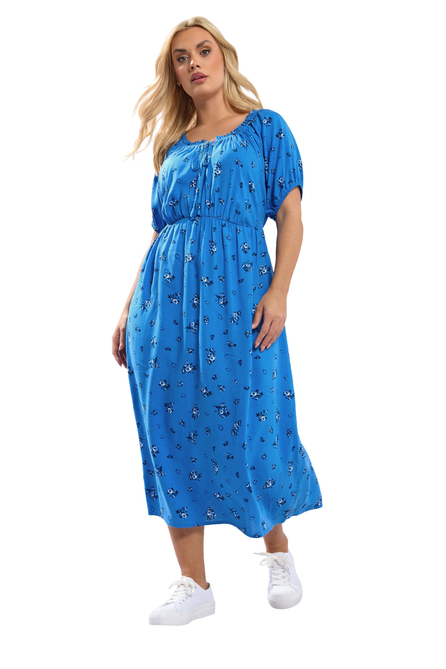 Yours - Women's Midi Dress - Ditsy Floral - Blue - Size 26-28