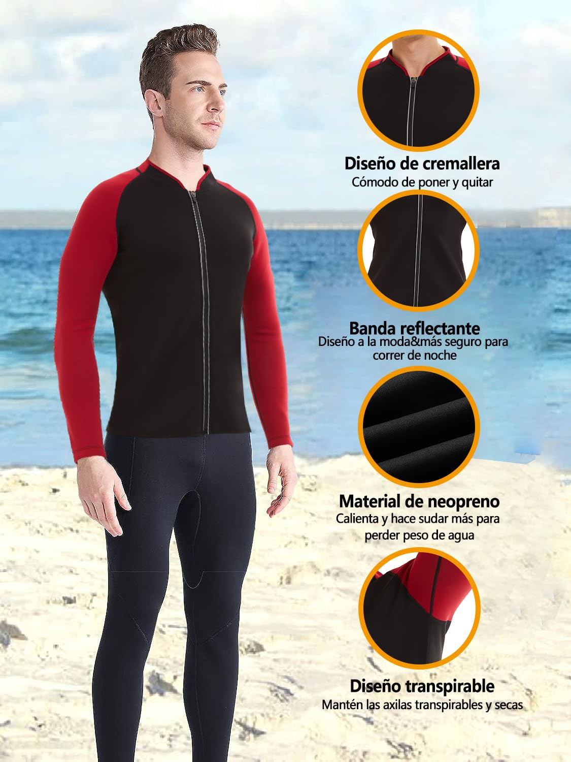 Neoprenanzug Jacke Neoprenhosen Herren 2mm Neoprenanzug Top Tauchhose Langarm Neopren halten warm Tauchanzug Hosen für Tauchen Surfen Schwimmen Schnorcheln Kajak Erwachsene