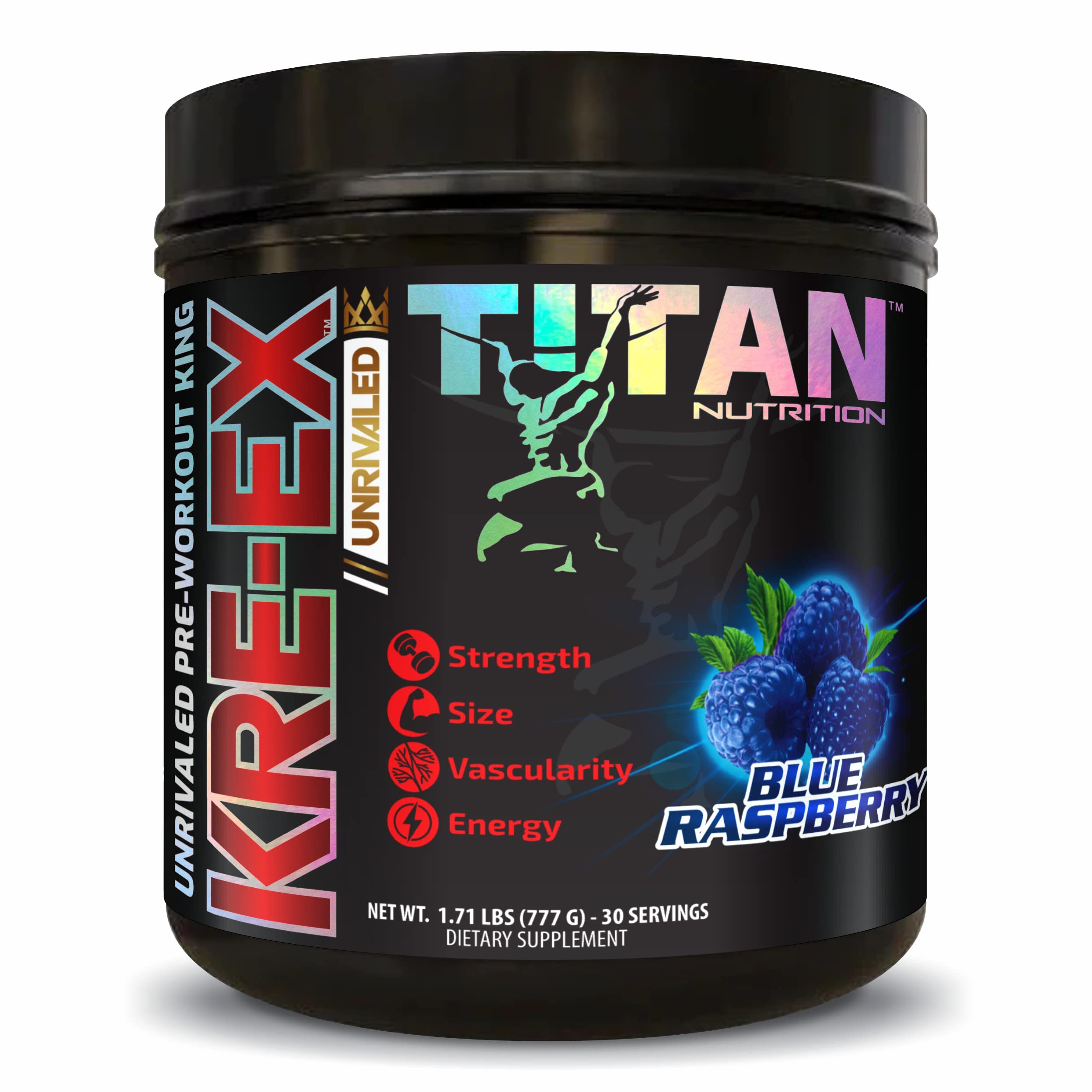 KRE EX: The Complete Pre-Workout Muscle Volumizer for Energy, Stamina, Strength, Size, and Pump (Blue Raspberry)