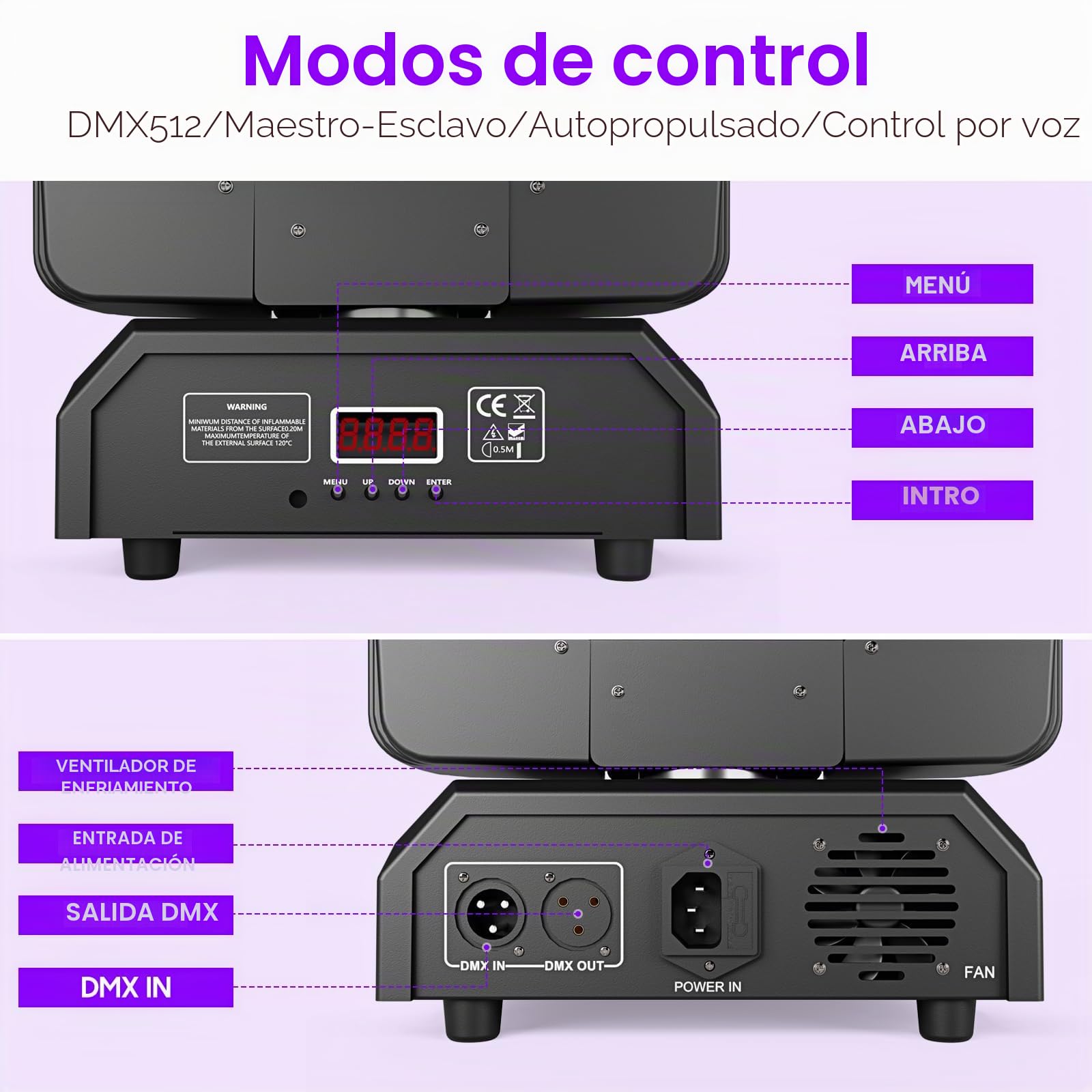 150W Haz de Luz Cabeza Móvil, 8 LED RGBW con Apertura de Oro Y-eje de Rotación Infinita Moving Head para Fiesta Discoteca Escenario DJ Concierto Bar