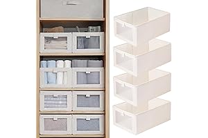 4-Pack Linen Closet Organizers: Foldable Storage Bins with Clear Window