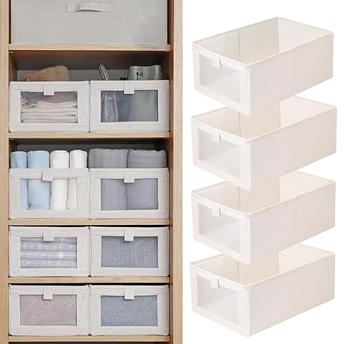Linen Closet Organizers And Storage, 4 Pack Storage Bins Baskets