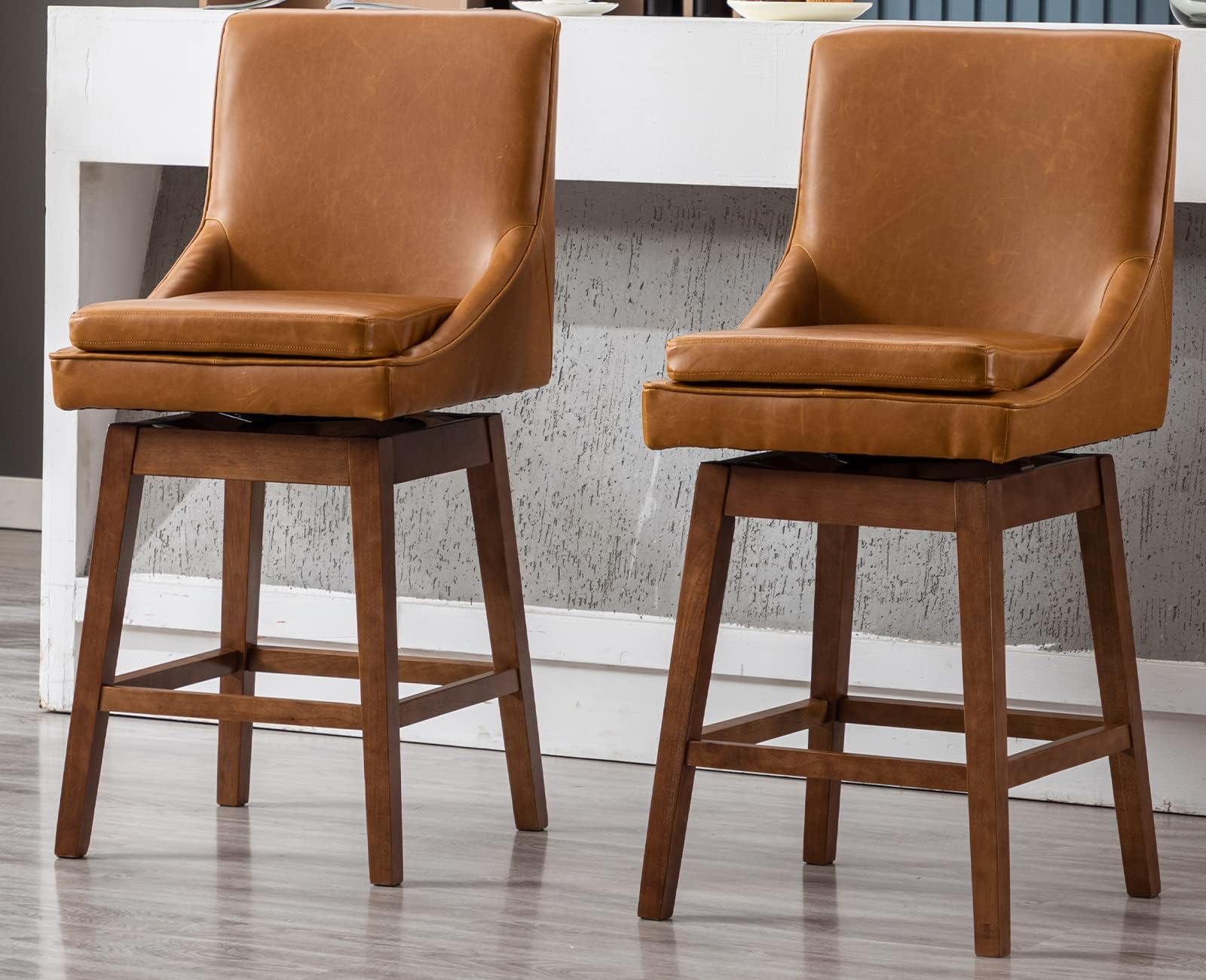 Amazon.com: Kmax PU Leather Counter Height Bar Stools Swivel Modern Bar ...