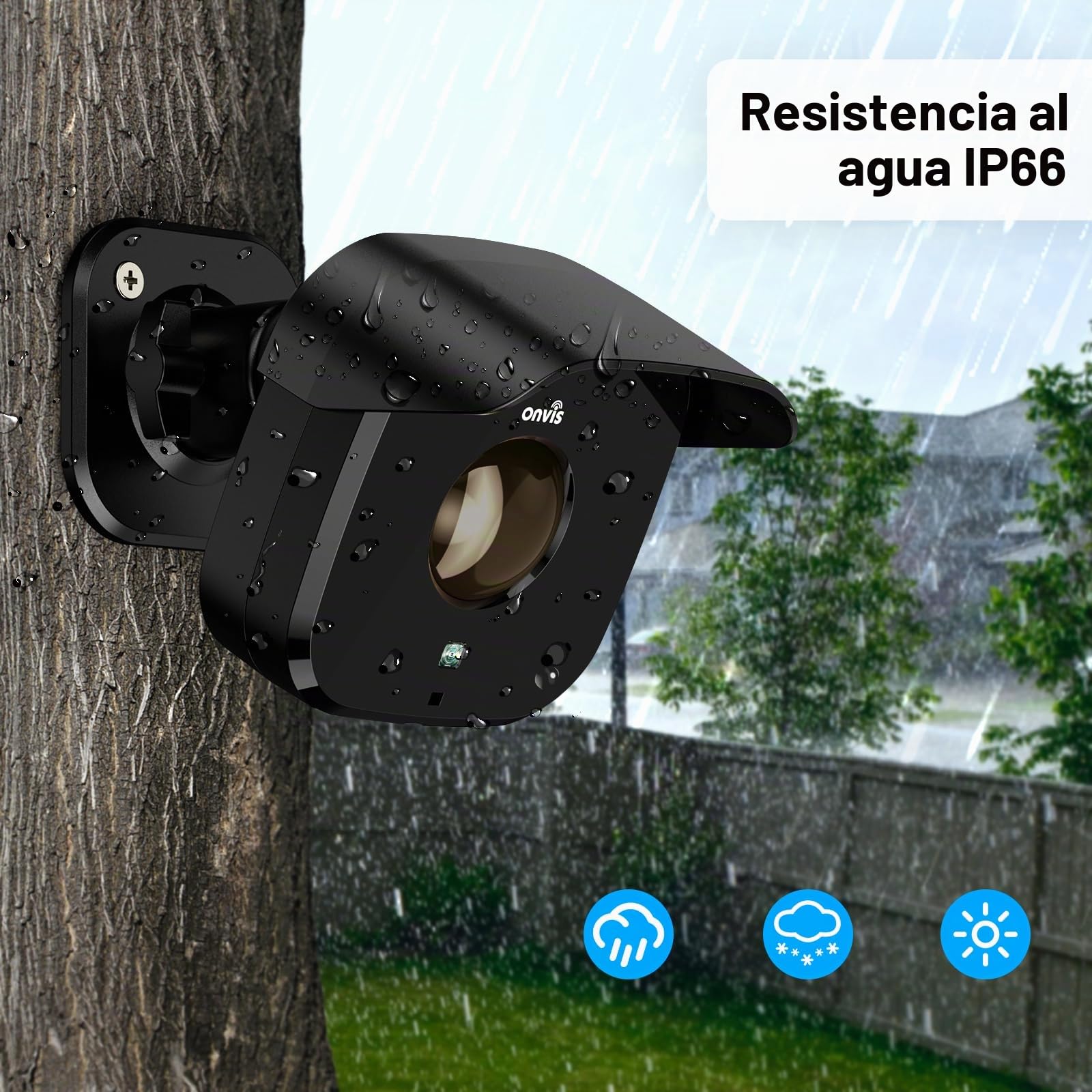 Onvis Detector de movimiento exterior Thread, Detector de movimiento impermeable IP66 con sensor de luz, medidor de temperatura y humedad, para sistema de alerta y automatización, funciona solo con
